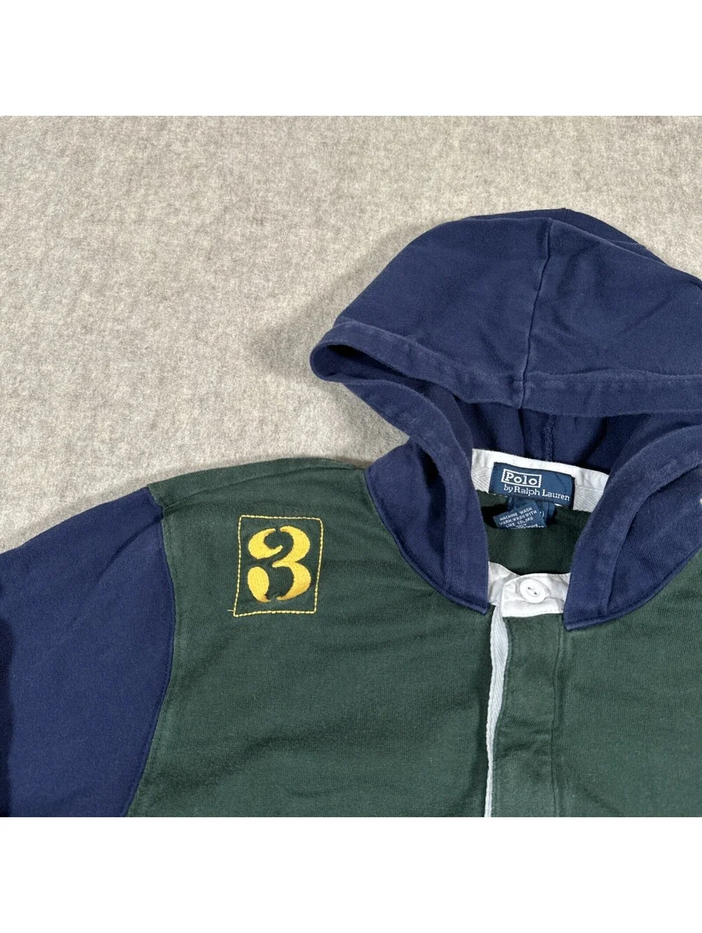 Polo Ralph Lauren Hoodie Youth Medium Rugby Long Sleeve Pullover Crest Green